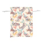 Pattern-with-hand-drawn-butterflies Lightweight Drawstring Pouch (M) Front