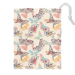 Pattern-with-hand-drawn-butterflies Drawstring Pouch (4xl) by Wegoenart