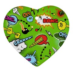 Modern-comics-background-pattern-with-bombs-lightening-jagged-clouds-speech-bubbles Ornament (heart) by Wegoenart