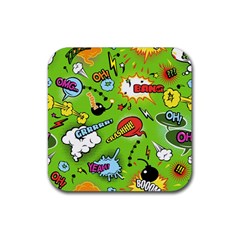 Modern-comics-background-pattern-with-bombs-lightening-jagged-clouds-speech-bubbles Rubber Coaster (square) by Wegoenart