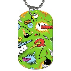 Modern-comics-background-pattern-with-bombs-lightening-jagged-clouds-speech-bubbles Dog Tag (two Sides) by Wegoenart