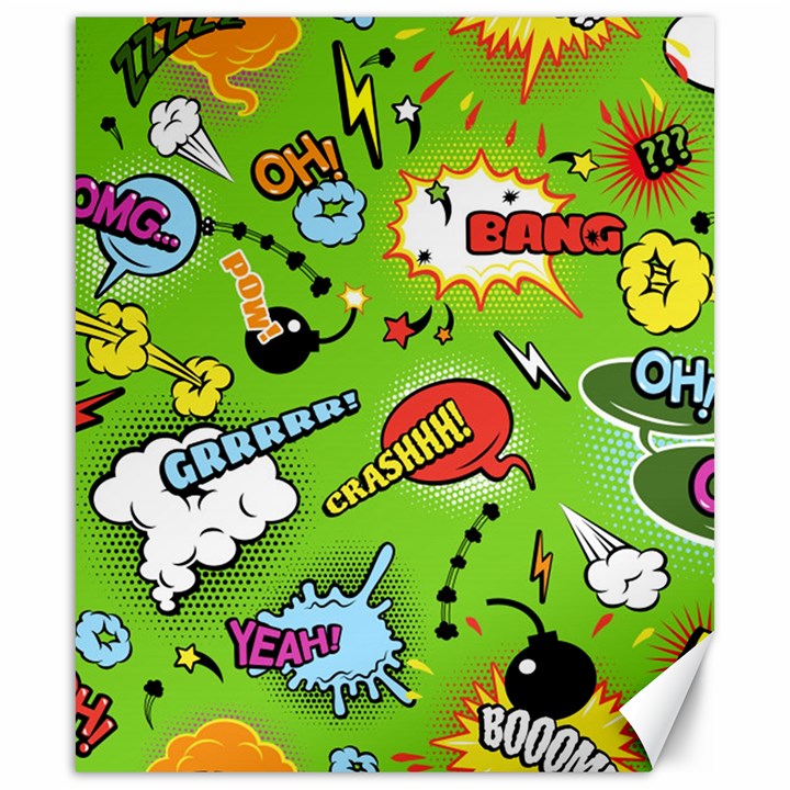 Modern-comics-background-pattern-with-bombs-lightening-jagged-clouds-speech-bubbles Canvas 20  x 24 