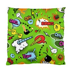 Modern-comics-background-pattern-with-bombs-lightening-jagged-clouds-speech-bubbles Standard Cushion Case (one Side) by Wegoenart