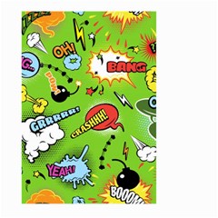 Modern-comics-background-pattern-with-bombs-lightening-jagged-clouds-speech-bubbles Large Garden Flag (two Sides) by Wegoenart