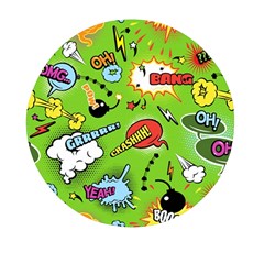 Modern-comics-background-pattern-with-bombs-lightening-jagged-clouds-speech-bubbles Mini Round Pill Box by Wegoenart