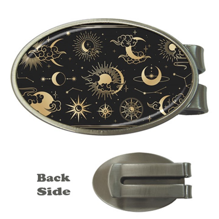 Asian-set-with-clouds-moon-sun-stars-vector-collection-oriental-chinese-japanese-korean-style Money Clips (Oval) 