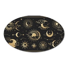 Asian-set-with-clouds-moon-sun-stars-vector-collection-oriental-chinese-japanese-korean-style Oval Magnet by Wegoenart