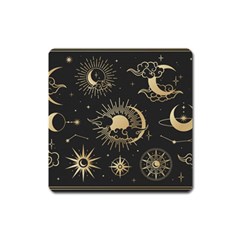 Asian-set-with-clouds-moon-sun-stars-vector-collection-oriental-chinese-japanese-korean-style Square Magnet by Wegoenart