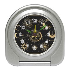 Asian-set-with-clouds-moon-sun-stars-vector-collection-oriental-chinese-japanese-korean-style Travel Alarm Clock by Wegoenart