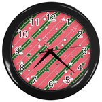 Christmas-background-star Wall Clock (Black) Front