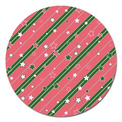 Christmas-background-star Magnet 5  (round) by Wegoenart