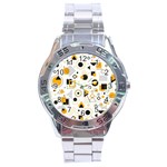 Flat-geometric-shapes-background Stainless Steel Analogue Watch Front