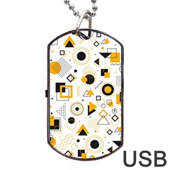 Flat-geometric-shapes-background Dog Tag Usb Flash (two Sides) by Wegoenart