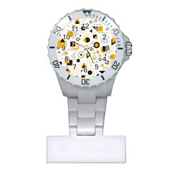 Flat-geometric-shapes-background Plastic Nurses Watch by Wegoenart