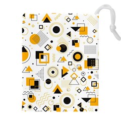 Flat-geometric-shapes-background Drawstring Pouch (4xl) by Wegoenart