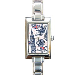 London Seamless Pattern Rectangle Italian Charm Watch by Wegoenart