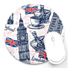 London Seamless Pattern Round Mousepad by Wegoenart