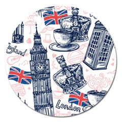 London Seamless Pattern Magnet 5  (round) by Wegoenart