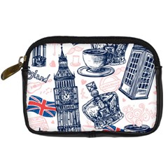 London Seamless Pattern Digital Camera Leather Case by Wegoenart