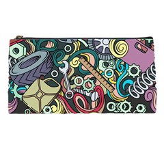 Cartoon-cute-doodles-hand-drawn-auto-service-seamless-pattern Pencil Case by Wegoenart