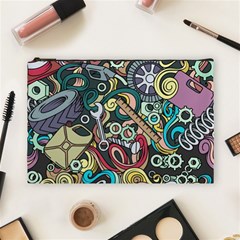 Cartoon-cute-doodles-hand-drawn-auto-service-seamless-pattern Cosmetic Bag (large) by Wegoenart