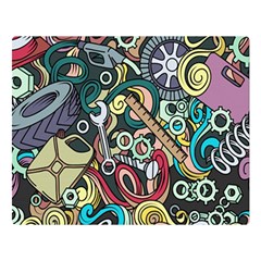 Cartoon-cute-doodles-hand-drawn-auto-service-seamless-pattern Double Sided Flano Blanket (large) 