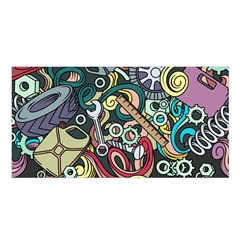 Cartoon-cute-doodles-hand-drawn-auto-service-seamless-pattern Satin Shawl 45  X 80  by Wegoenart