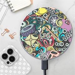 Cartoon-cute-doodles-hand-drawn-auto-service-seamless-pattern Wireless Charger by Wegoenart