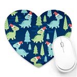 Cute-dinosaurs-animal-seamless-pattern-doodle-dino-winter-theme Heart Mousepad Front