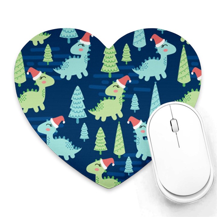 Cute-dinosaurs-animal-seamless-pattern-doodle-dino-winter-theme Heart Mousepad