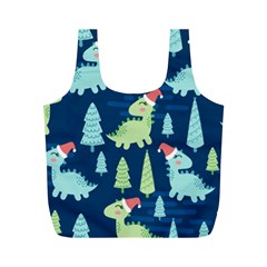 Cute-dinosaurs-animal-seamless-pattern-doodle-dino-winter-theme Full Print Recycle Bag (M)