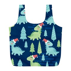 Cute-dinosaurs-animal-seamless-pattern-doodle-dino-winter-theme Full Print Recycle Bag (L)