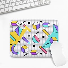 Tridimensional-pastel-shapes-background-memphis-style Small Mousepad by Wegoenart