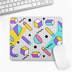 Tridimensional-pastel-shapes-background-memphis-style Large Mousepad by Wegoenart