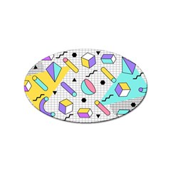 Tridimensional-pastel-shapes-background-memphis-style Sticker Oval (100 Pack) by Wegoenart