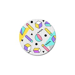 Tridimensional-pastel-shapes-background-memphis-style Golf Ball Marker by Wegoenart