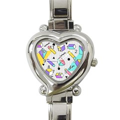 Tridimensional-pastel-shapes-background-memphis-style Heart Italian Charm Watch by Wegoenart