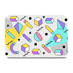 Tridimensional-pastel-shapes-background-memphis-style Plate Mats by Wegoenart