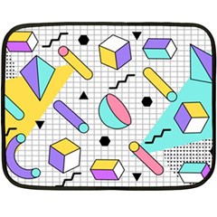 Tridimensional-pastel-shapes-background-memphis-style Double Sided Fleece Blanket (mini)  by Wegoenart