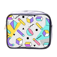 Tridimensional-pastel-shapes-background-memphis-style Mini Toiletries Bag (one Side) by Wegoenart