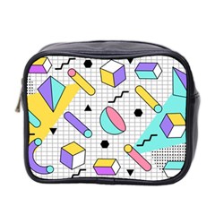 Tridimensional-pastel-shapes-background-memphis-style Mini Toiletries Bag (two Sides) by Wegoenart