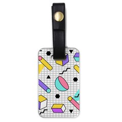 Tridimensional-pastel-shapes-background-memphis-style Luggage Tag (one Side) by Wegoenart