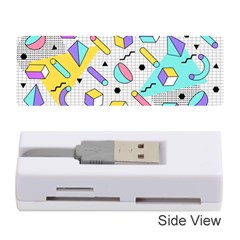 Tridimensional-pastel-shapes-background-memphis-style Memory Card Reader (stick) by Wegoenart