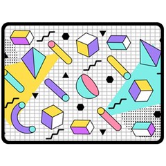 Tridimensional-pastel-shapes-background-memphis-style Double Sided Fleece Blanket (large)  by Wegoenart