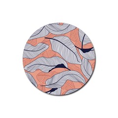 Floral-seamless-pattern-with-leaves-tropical-background Rubber Round Coaster (4 Pack) by Wegoenart