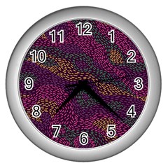 Colorful-abstract-seamless-pattern Wall Clock (silver) by Wegoenart