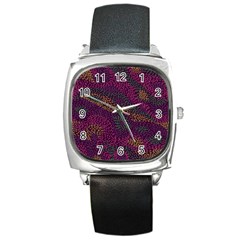 Colorful-abstract-seamless-pattern Square Metal Watch by Wegoenart