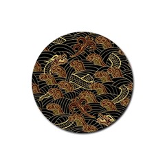 Oriental-traditional-seamless-pattern Rubber Round Coaster (4 Pack)