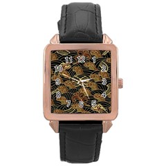 Oriental-traditional-seamless-pattern Rose Gold Leather Watch 