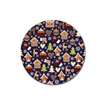 Winter-seamless-patterns-with-gingerbread-cookies-holiday-background Magnet 3  (Round) Front